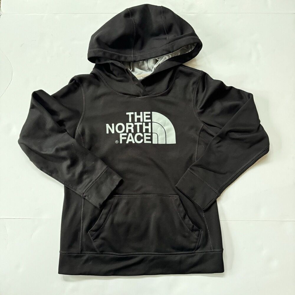 The North Face Hoodie Womens Small Black Sweatshirt Long Sleeve Big Graphic